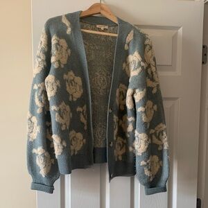 Mystree Blue and Cream Floral Cardigan